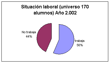 Situación laboral (Universo 170 alumnos) Año 2002