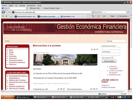 Aplicación Web para los procesos de Gestión Económica Financiera y Aseguramiento de la UH