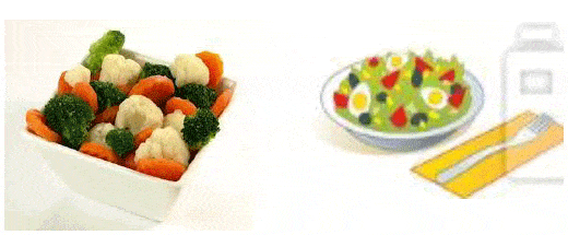 Ejemplos de ensaladas o verduras que deberán ser servidas con frecuencia