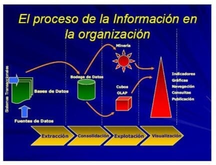 Proceso de la información en la organización y sus cuatro etapas. (Davila, pág. 3)