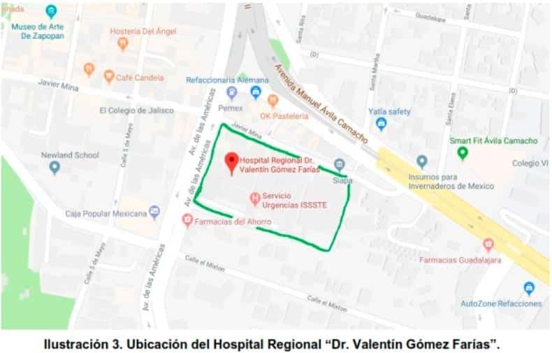 Ilustración 3. Ubicación del Hospital Regional “Dr. Valentín Gómez Farías”