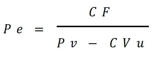 Fórmula para calcular el Punto de Equilibrio Operativo y Económico