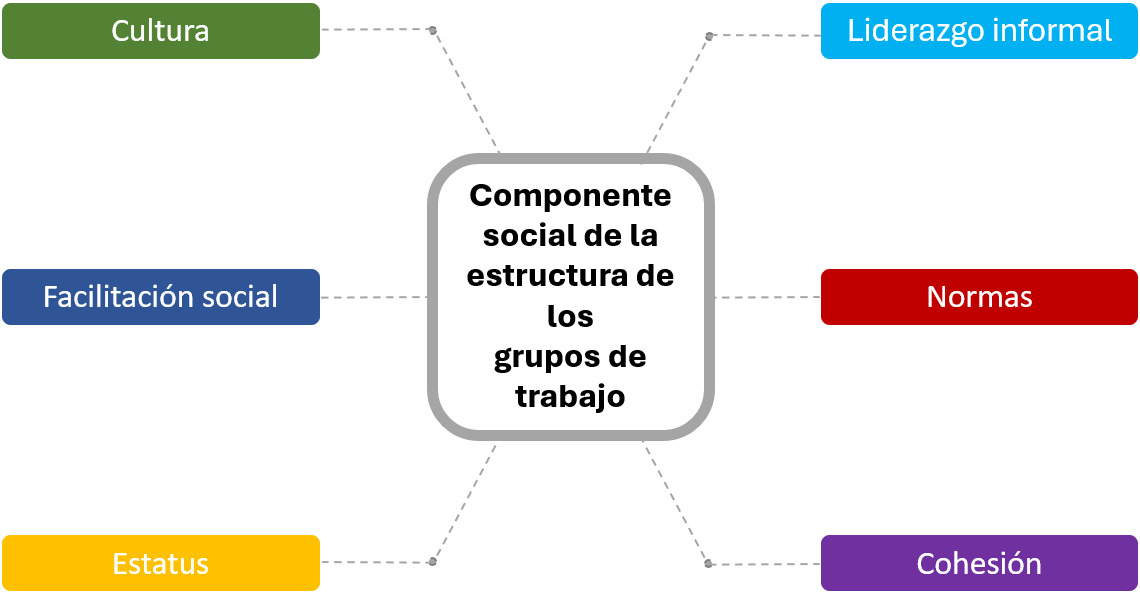 Componente social de la estructura de los grupos de trabajo en las organizaciones