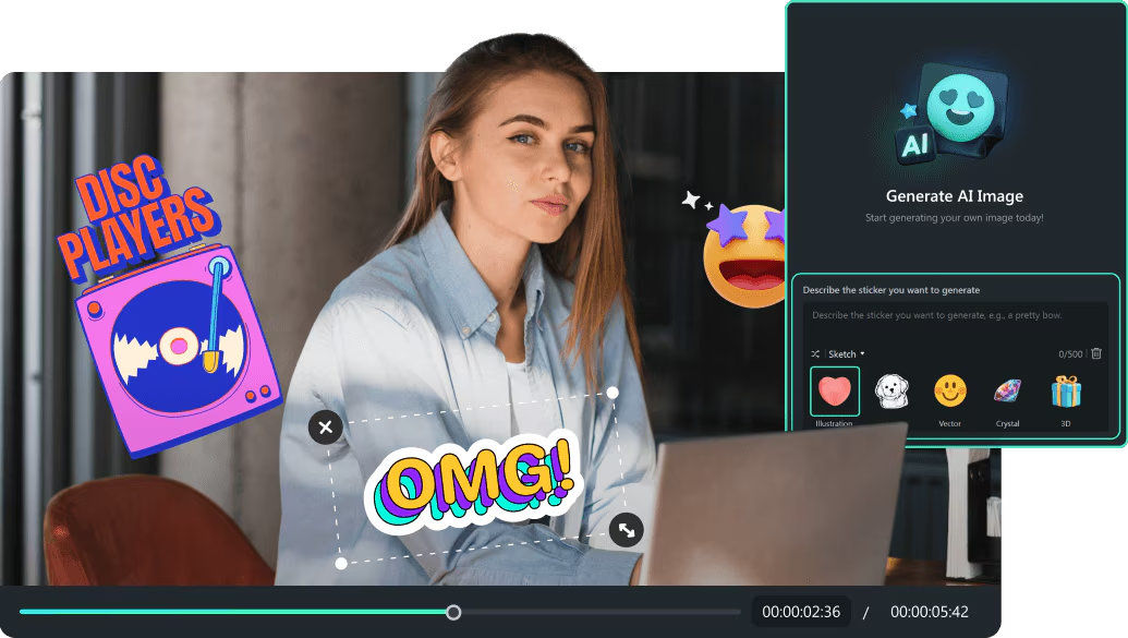 rea los mejores sticker con Wondershare Filmora