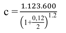 Fórmula: 1.123.600 c = 1.2 (1+0,12 2 )