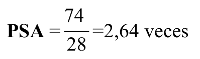 Fórmula: PSA = 74 28 =2,64 veces
