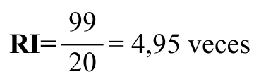 Fórmula: RI= 99 20 = 4,95 veces