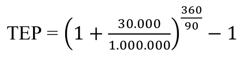 Fórmula: 360 90 −1 30.000 TEP = (1 + 1.000.000)