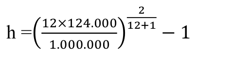 Fórmula: 2 12+1 −1 12×124.000 h =( 1.000.000 )