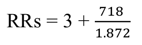 Fórmula: 718 RRs = 3 + 1.872