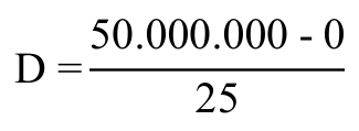 Fórmula: D = 50.000.000 - 0 25