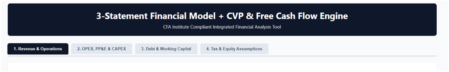 Figura 1. Elaboración propia basada en la herramienta 3-Statement Financial Model + CVP & Free Cash Flow Engine.